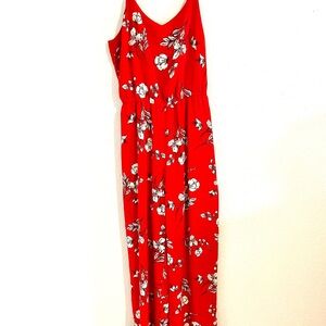 Floral Red Maxi Jumpsuit